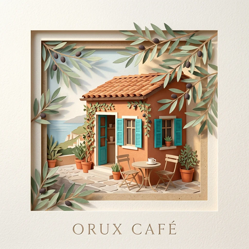 Paper-cut cafe poster